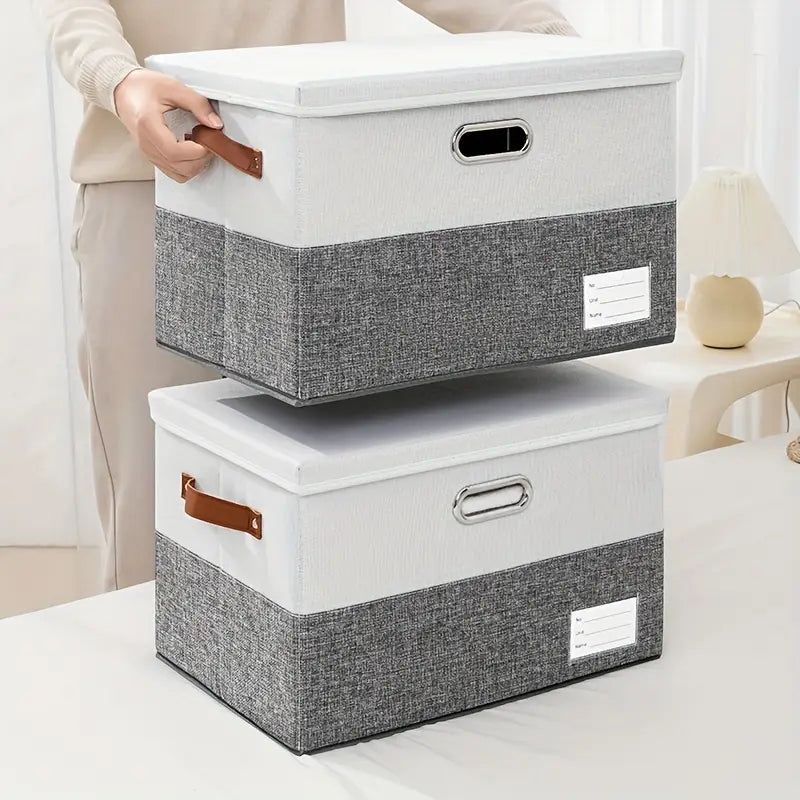 Space Saving Multi-Use Fabric Storage Basket with Lid