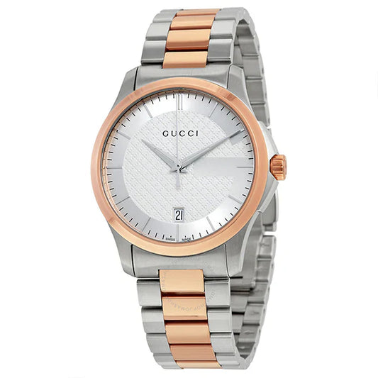 Two-Tone Stainless Steel Silver Dial Watch – Unisex Quartz Elegance
