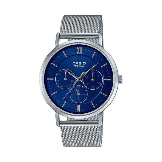 Stainless Steel Mesh Watch – Day, Date & 24-Hour Dial