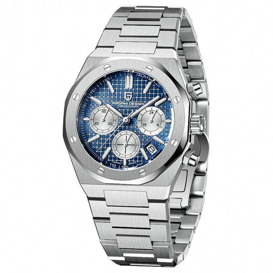 Blue Dial Stainless Steel Quartz Watch – 200M Water Resistant, 40mm Case