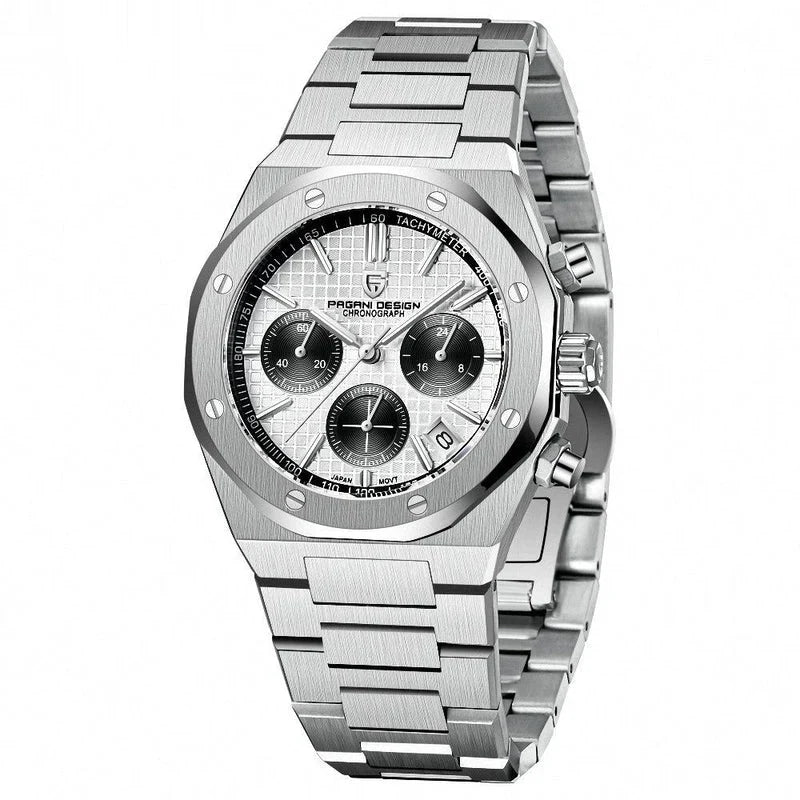 Silver Stainless Steel Quartz Men's Watch – 200M Water Resistance & Classic Dial
