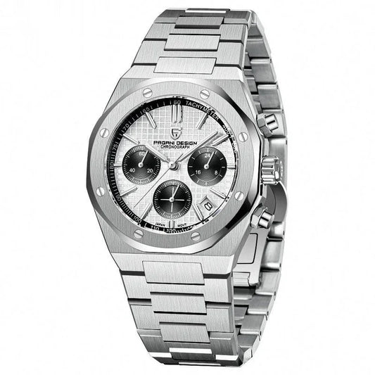Silver Stainless Steel Quartz Men's Watch – 200M Water Resistance & Classic Dial