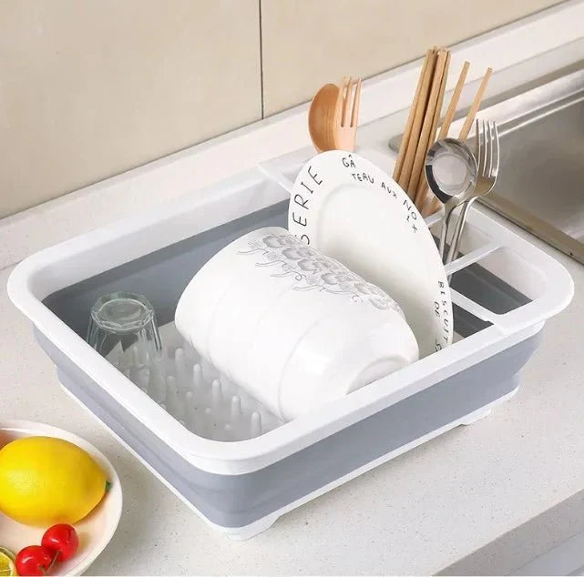Silicone foldable drainer dish rack